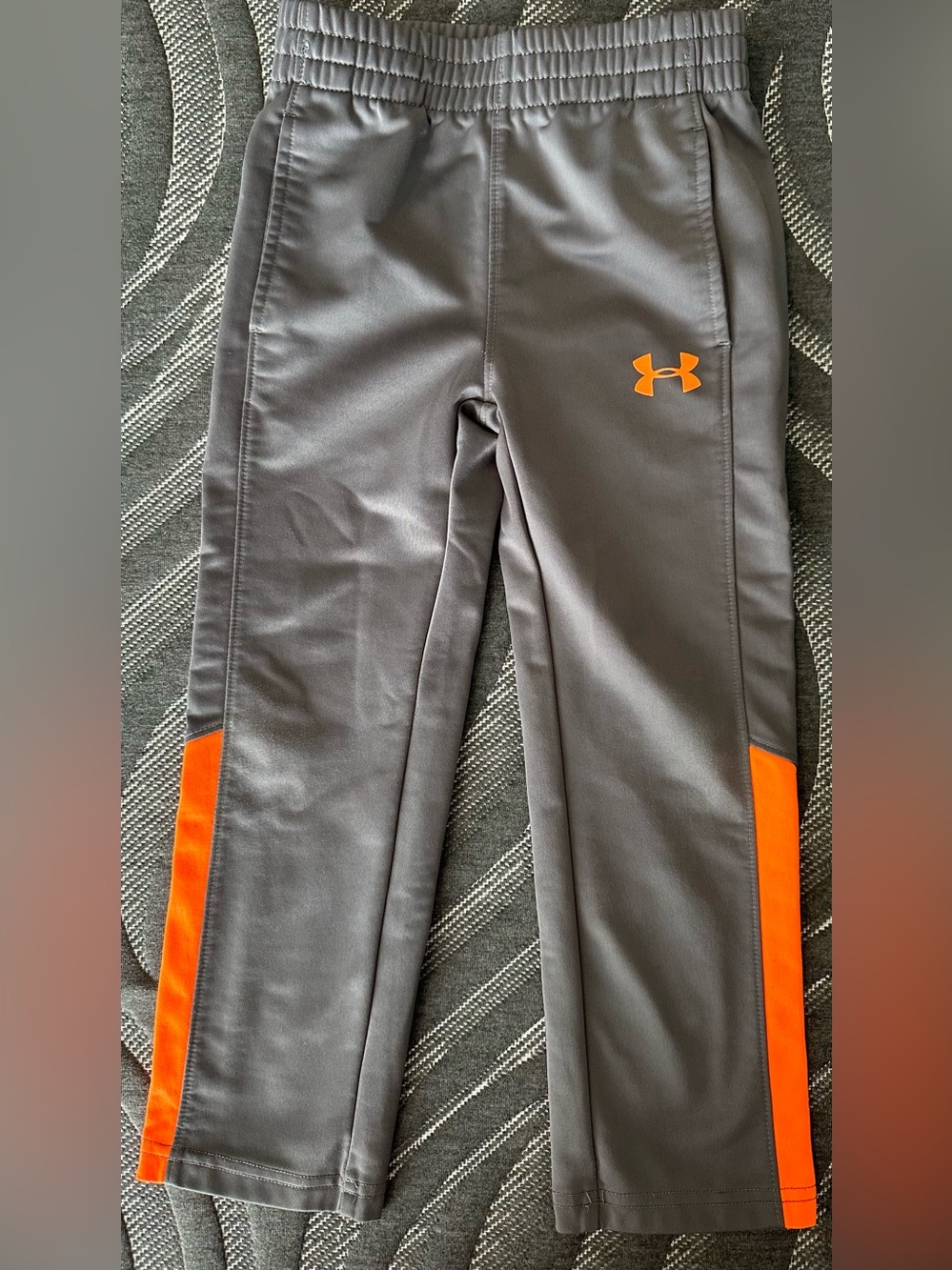 Under Armour Boys Gray Sweatpants with Orange Accents